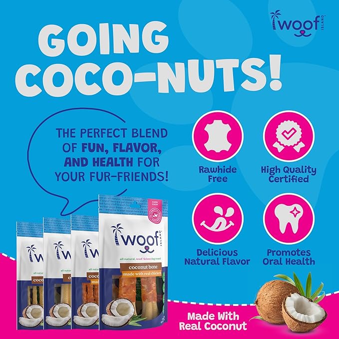 Coconut Doggie Chews - Premium, All Natural Coconut Pet Treats - Healthy Puppy & Vitamin Rich Rawhide Free Chews