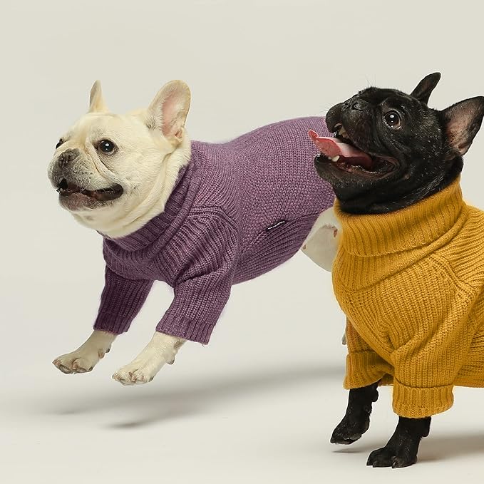 Fitwarm Thermal Knitted Dog Sweater Doggy Winter Coat Pet Clothes Doggie Turtleneck Jacket Puppy Outfits Cat Sweatsuit Lavender Purple XX-Large