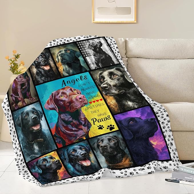 Chocolate Labrador Throw Blanket Black Labrador Puppy Stuff Gifts for Dog Lover Kids Girls Boys Adults Women Men Soft Cozy Warm Plush Fluffy Fuzzy Fleece Blanket 50''X60''