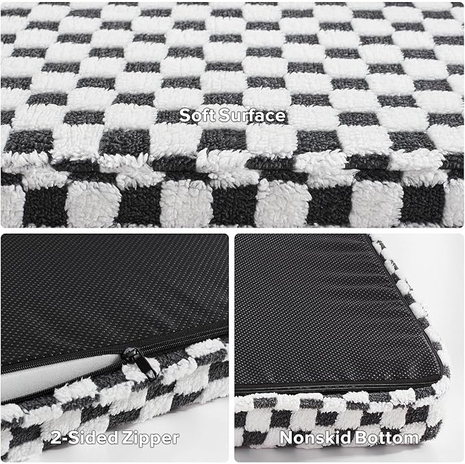 JOEJOY Orthopedic Dog Bed for Large Dogs, Memory Foam Pet Bed with Removable Washable Cover, Cozy Plush Crate Mat, 47×29", Grey