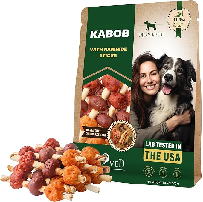 Beloved Pets Dog Treats Rawhide Kabobs with Duck & Chicken Human Grade Meat 10.6 Oz - All Natural & Dried Snacks - Grain Free Long Lasting Chews for Large & Small Dogs - Best Sticks for Training