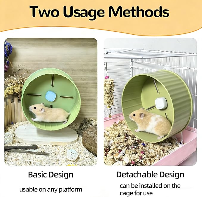 6.7in Silent Hamster Exercise Wheel Hedgehog Wheel Hamster Toy Cage Accessories with Adjustable Stand for Fancy Rat Gerbil Mouse (Green)