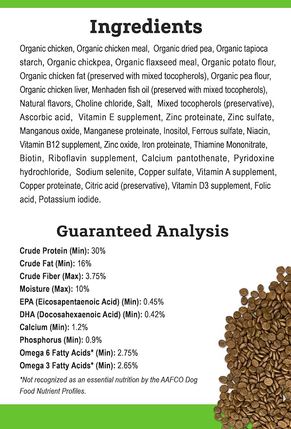 Tender & True Organic Chicken & Liver Recipe Dog Food, 11 lb