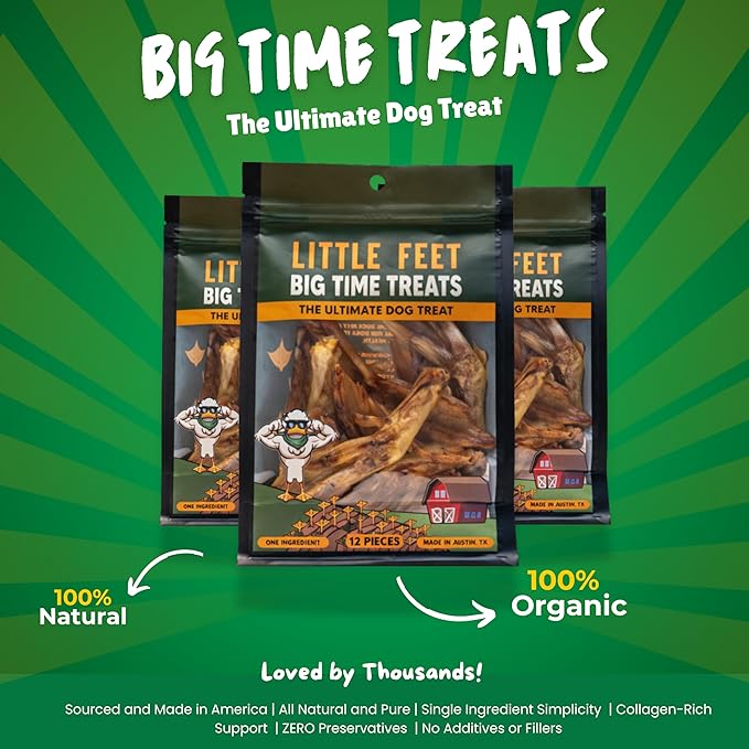 Duck Feet Dog Treats - Single Bag - 12 Premium Extra Large Pieces - 100% Sourced and Made in USA
