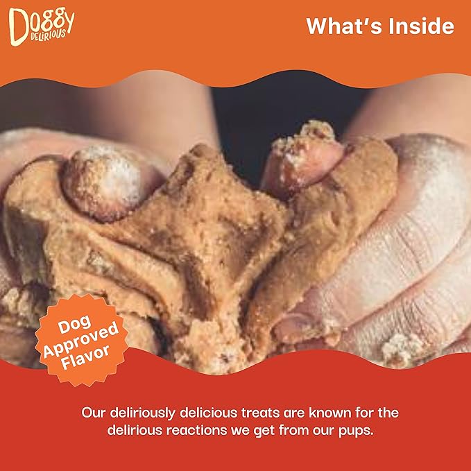 Doggy Delirious Crunchy Dog Treats – for All Pet Sizes, Breeds – All-Natural Puppy Treat – 100% Human-Grade – Delicious Pet Treat Bones, Snacks for Dogs – Pumpkin, 16 Oz.