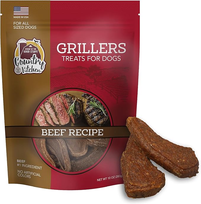 Country Kitchen Beef Grillers Dog Treats, High Protein, Low Fat, No Artificial Colors, 10 oz