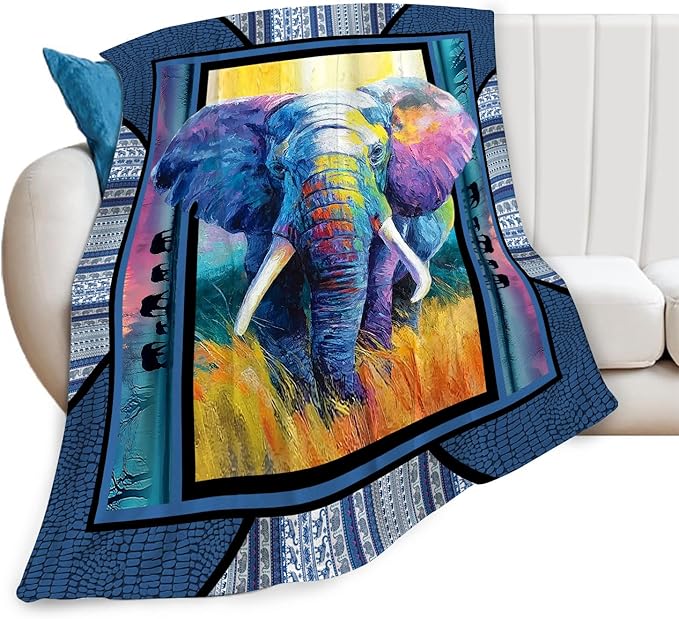 Elephant Throw Blanket Elephant Stuff Gifts for Kids Girls Boys Adults Women Men Soft Cozy Warm Plush Fluffy Fuzzy Fleece Blanket Decor 40''X50''