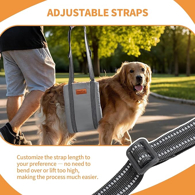 Dog Lift Harness for Large Dogs, Adjustable Comfortable Dog Sling with Handle, Knee & Rear Leg Support for Torn ACL Rehabilitation, Weak Rear Legs, Helps Senior, Disabled Canines(Grey,L)