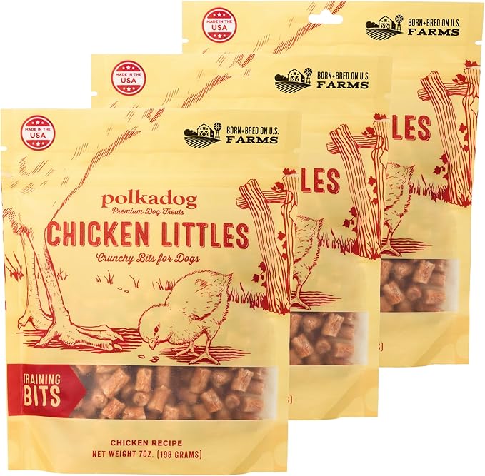 Polkadog Chicken Littles Crunchy Training Bits 3 Pack - All Natural, Limited Ingredient, Training Treats for Dogs. Great for Allergies, Handcrafted in USA - 7oz (3pk)