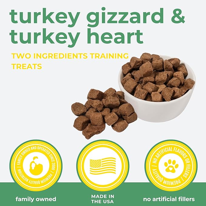 Momentum Carnivore Nutrition Freeze-Dried Turkey Training Bites – Two Ingredients-Turkey Gizzards and Hearts, All-Natural Dog Treats –Made in USA – Perfect for Training & Rewards- 2.5 oz Bag