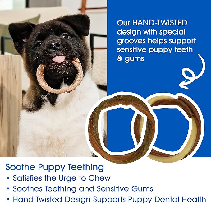 N-Bone Puppy Teething Rings Tex-Mex 3 count bag Variety Pack, Chicken Fajitas & Queso Con Carne Flavor, Total 2 bags, 7.2-oz, 6 Rings