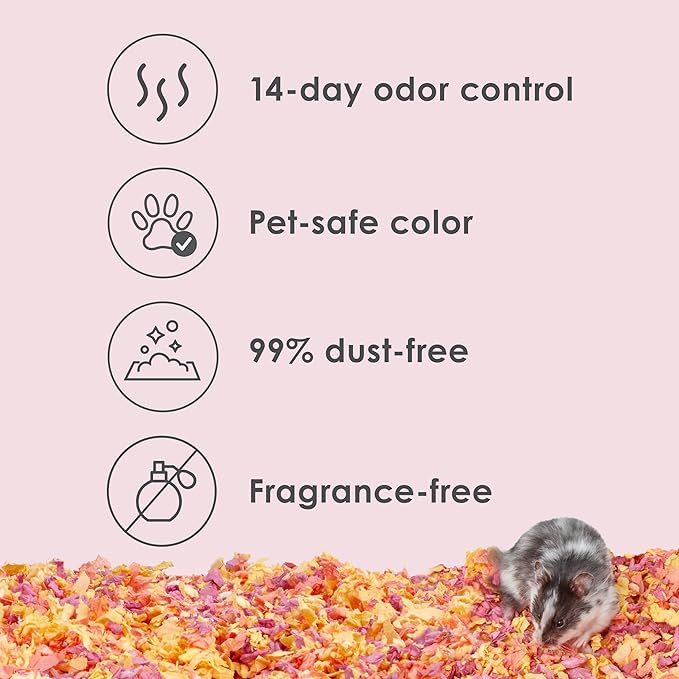 Kaytee Clean & Cozy Colors, Small Animal Bedding with Extreme Odor Control, Sunset, 24.6 Liters