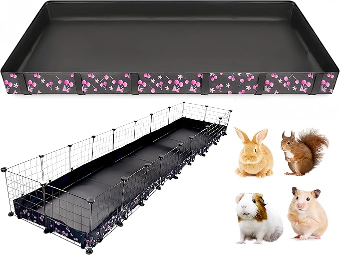 DZWLKJ Guinea Pig Cage Liner,Washable Tarp Bottom Base,Cherry Graphic,24"x96", Reusable for Rabbit, Chinchilla, Hedgehog, Ferret & Other Small Animals.