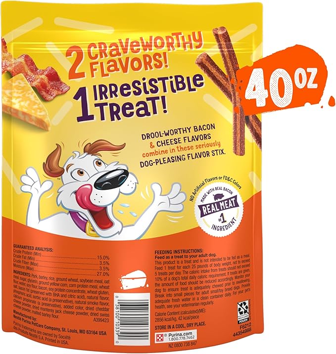Beggin’ Flavor Stix Treats for Dogs with Bacon and Cheddar Jack Flavor - 40 oz. Pouch