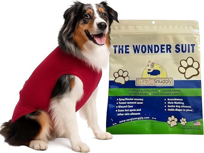 SurgiSnuggly Veterinary Invented Dog Surgical Recovery Suit for Female Spay or Male Dogs Neuters,Cone Alternative, Original Dog Onesie Bodysuit for After Surgery Small, Medium, Large Dogs LL R EC