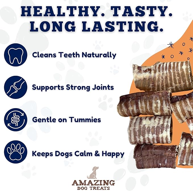 Amazing Dog Treats - 3-4 Inch Beef Trachea Rings (25 pcs/pck) -Premium Dog Chews- Great for Small Size Dogs - Excellent Source of Glucosamine and Chondroitin- Great for All Breeds