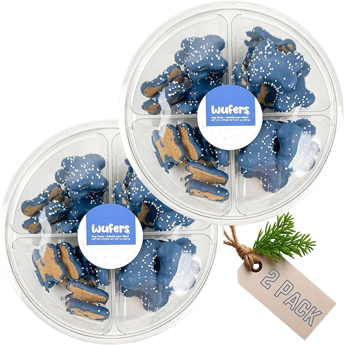 Wufers Pawliday Gourmet Cookie Dog Treats (Sprinkled Bone Platter - Blue)