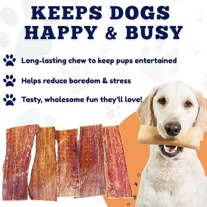 Amazing Dog Treats - Beef Esophagus Jerky for Dogs (5-6 Inch - 50 Pc/Pack) - Gullet Dog Chews