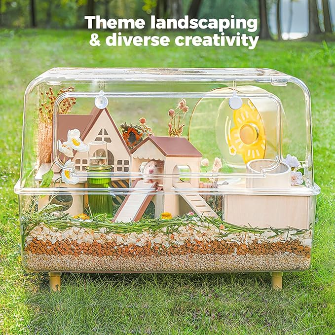 Mini&moe Hamster Platform - Small Animal Play Wooden Heigh Platform for Exercise Wheel Food Bowl Water Bottle and Other Cage Accessories