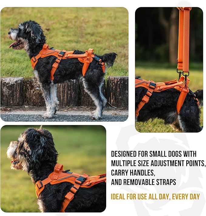 OneTigris Lift Harness for Small Dogs XS, Sling Carrier to Help Lift and Walk, Outdoor Full Body Support with Reflective Straps for Back Legs