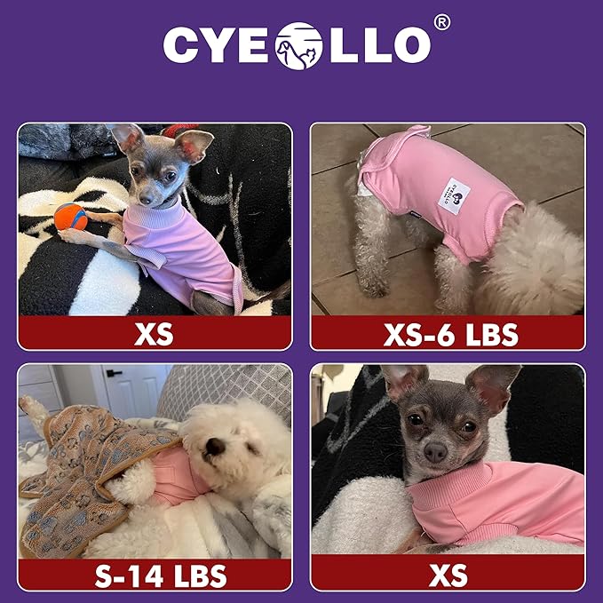 cyeollo Dog Surgery Recovery Suit Soft Breathable Female Male Pet Bodysuit for Spay, Neuter, Surgical Recovery Shirt for Small Medium Large Dogs, Purple, S