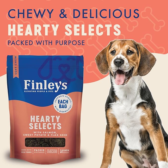 Finley's Salmon Hearty Bites, Soft & Chewy Treats for Dogs, Nutrient Packed, Sweet Potato & Flax Seed,12oz, 2 Pack