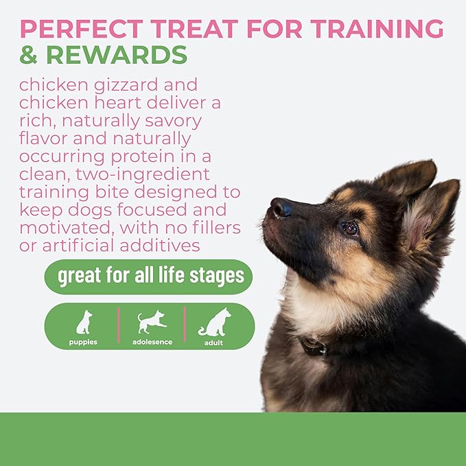 Momentum Carnivore Nutrition Freeze-Dried Chicken Training Bites – Two Ingredients-Chicken Gizzard and Heart, All-Natural Dog Treats –Made in USA – Perfect for Training & Rewards- 2.5 oz Bag