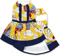 Parisian Pet Summer Dog Dress - Multicolor Clothes for Large Dogs Girl - Pet Dress with Leaf Pattern - Stylish Printed Beach Dog Outfit - Lightweight Puppy Clothes - Sleeveless Dresses for Dogs