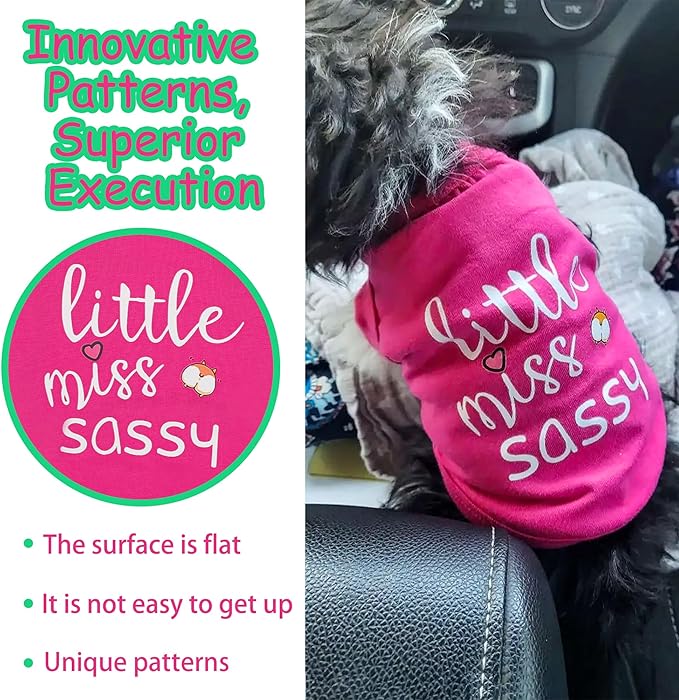 Paiaite Dog Clothes Fashionable Sleeveless Pet Vest: 'Little Miss Sassy' Printed Cotton Dog Shirt, Ideal for Small, Medium, and Large Breeds, Ensuring Comfort and Breathability Rose Red XXS