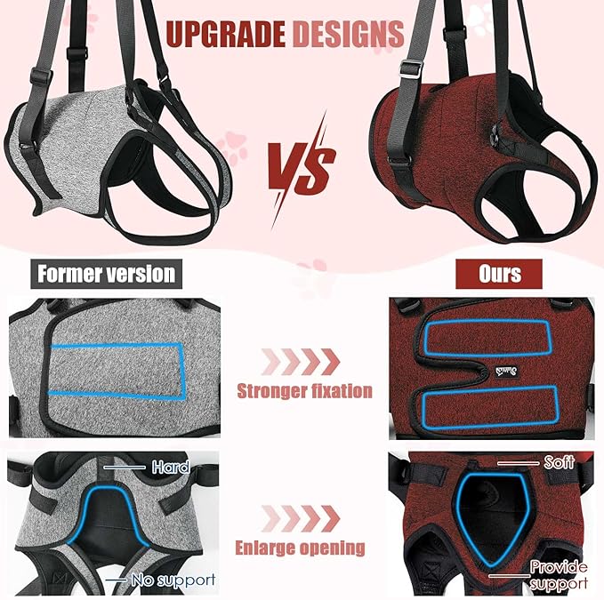 SlowTon Dog Lift Harness - Adjustable Dog Sling for Medium Large Dogs, Hind Leg Support to Help Rehabilitate, Soft Padded Dog Support Harness for Elderly, Injured, Arthritic, Disabled Dogs(R,L)