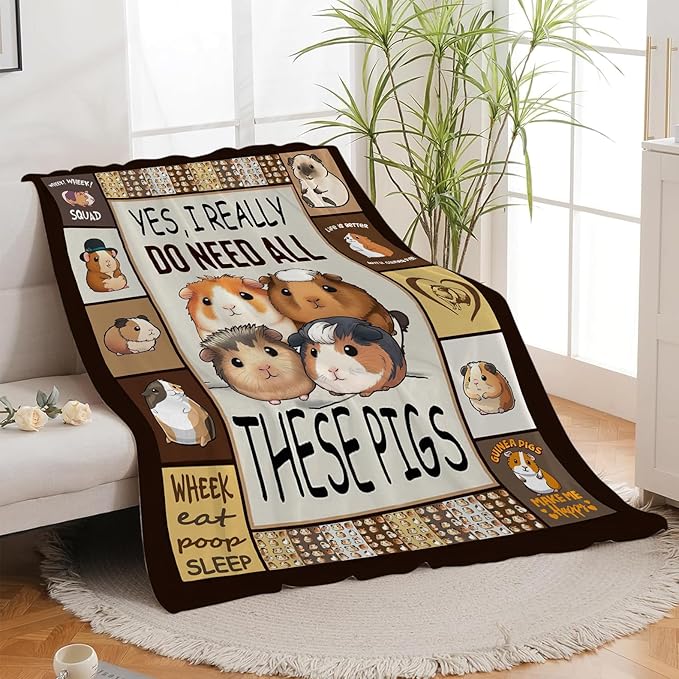 Guinea Pig Blanket Decor Throw Blankets Fleece Flannel Plush Lightweight Bedding Guinea Pig Stuff Gifts for Boys Girls Men Women Kids for Couch Sofa Bed 50"X40"