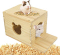 Pet Chinchilla House with Platform, Guinea Pig Cage Wooden Hut, Bunny Houses and Hideouts with Window, Small Animal Hideout for Hedgehog, Kitten, Squirrel, Sugar Gliders, Rabbit