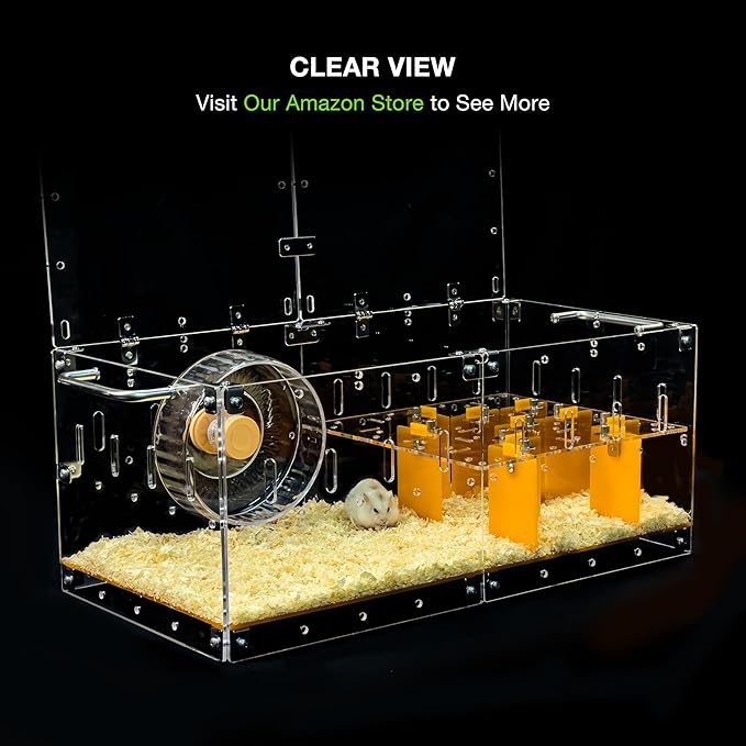 GuineaLoft™ Acrylic Cage (Model-P3) - Small 2x1 ft Enclosed w/Lid & Bottom for Hamsters, Rats, Mice, Gerbils, Also Works for a Single Guinea Pig, or as a Transport Cage