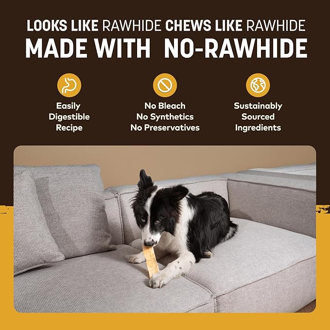 Earth Animal No Hide Strips - Natural Rawhide Free Dog Chew Strips, Peanut Butter - 10 Count Value Pack