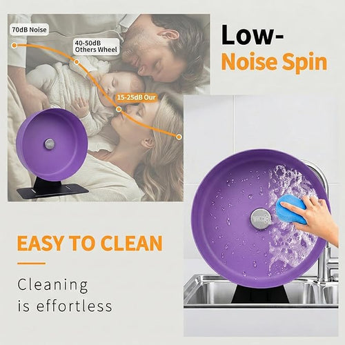 11.8" Silent Rat Exercise Wheel, Aluminum Alloy Noiseless Running Wheel for Fancy Rat, Syrian Hamsters, Hedgehogs and Small Pets (Base-Purple)