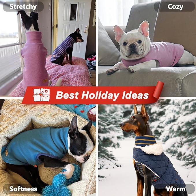 KYEESE 2Pack Dog Sweater Stretchy Dogs Clothes Soft Pets Clothes Warm Pet Coats Dog Sweaters for Small Dogs Male Turtleneck Small Pet Sweaters Pullover Pets Sweatshirt