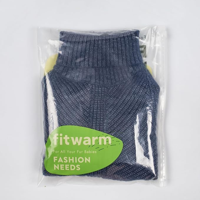 Fitwarm Turtleneck Knit Dog Sweater, Thermal Dog Winter Clothes for Small Dogs Boy Girl, Cozy Sweaters for Dogs, Doggy Pullover Jumper, Pet Outfit, Heather Navy Blue, Large