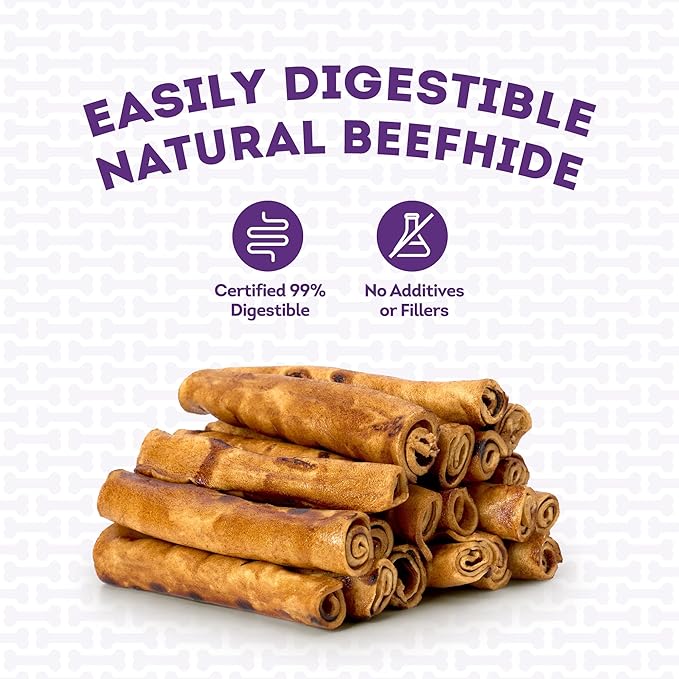 USA Beefhide Chip Rolls 5-6" Dog Chew Treats - Peanut Butter Flavor, 20 Count/2 Pack