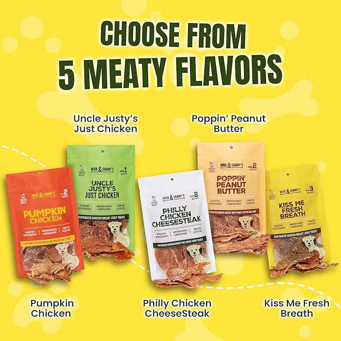 Mika & Sammy's Gourmet Chicken Jerky Dog Treats Made in The USA. (Kiss Me Fresh Breath 12 0z)