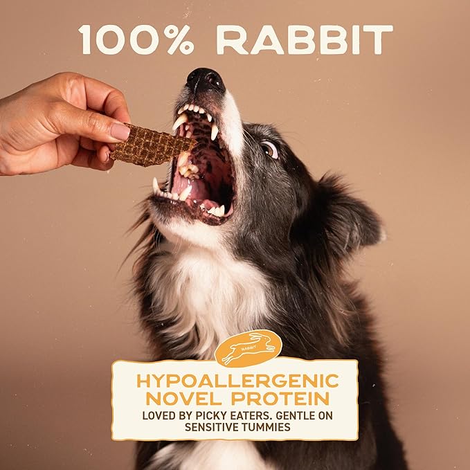 Smart Cookie Single Ingredient Rabbit Jerky Dog Treats - Training Treat Strips for Dogs and Puppies with Allergies, Sensitive Stomachs - Dehydrated, 100% Meat, Grain Free, Made in USA - 3oz, Pack of 1