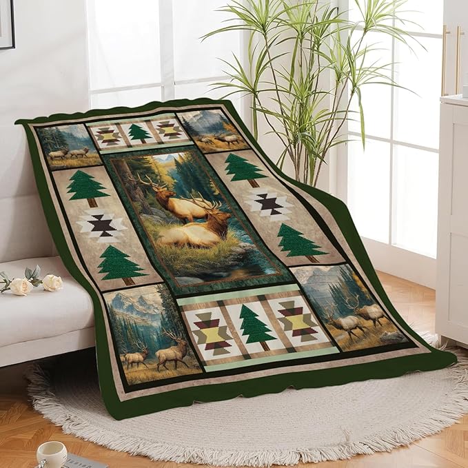 Deer Throw Blanket Deer Elk Stuff Gifts for Kids Girls Boys Adults Women Men Soft Cozy Warm Plush Fluffy Fuzzy Fleece Blanket Decor 40''X50''