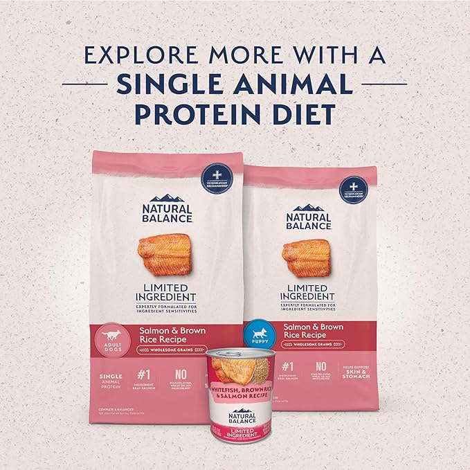 Natural Balance Limited Ingredient Adult Dry Dog Food with Healthy Grains, Salmon & Brown Rice Recipe, 12 Pound (Pack of 1)