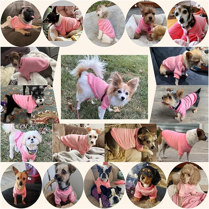 Jecikelon Dog Clothes Dogs Sweater Soft Puppies Clothing Winter Puppy Sweaters Warm Outfit for Dogs Small XXS XS Cat Apparel (Pink, L)
