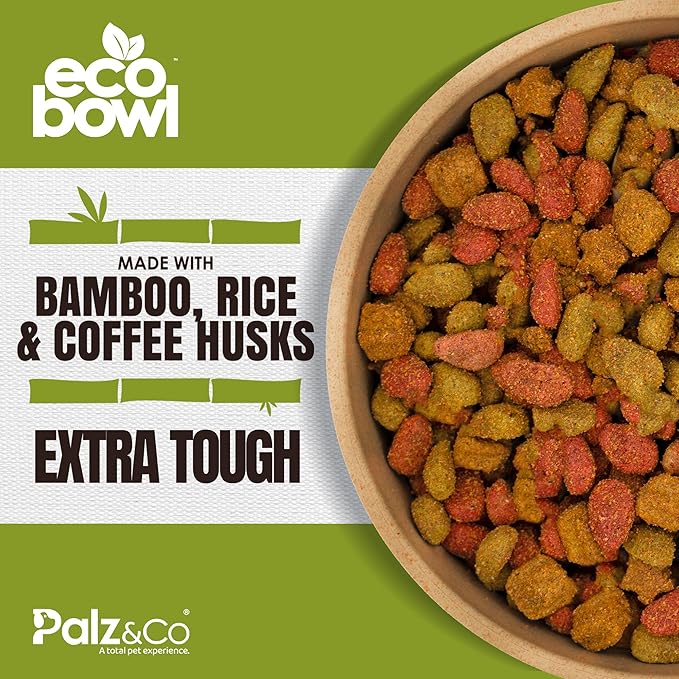 Palz&Co EcoBowl with Lid for Dogs & Cats, 28 oz Blue - Natural Bamboo Pet Bowl with Non-Slip Base, Pet Food and Water Dish, Dishwasher Safe