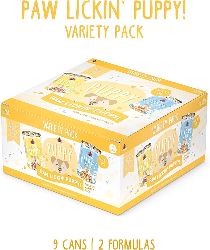 Weruva Puppy Food, Paw Lickin' Puppy Variety Pack, 14oz Can, Pack of 9
