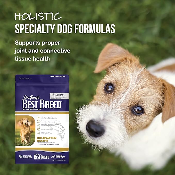 Dr. Gary's Best Breed Coldwater Recipe Slow-Cooked in USA, Natural Dry Dog Food for All Breeds and Sizes, 26lbs.