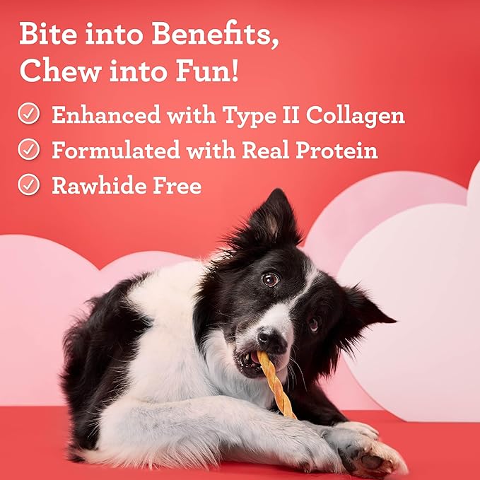 DreamBone CollaYUMS Twists Plus Collagen Chews for Dogs, 20 Count, Treat Your Dog to Rawhide-Free Chews Made with Chicken, Vegetables and Peanut Butter