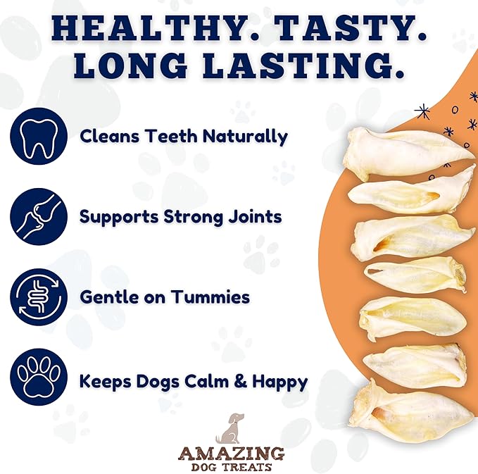 Amazing Dog Treats - Lamb Ears (50 Pcs/Pack)- Natural Dog Chews -Rawhide Alternative - No Hide Dog Bones