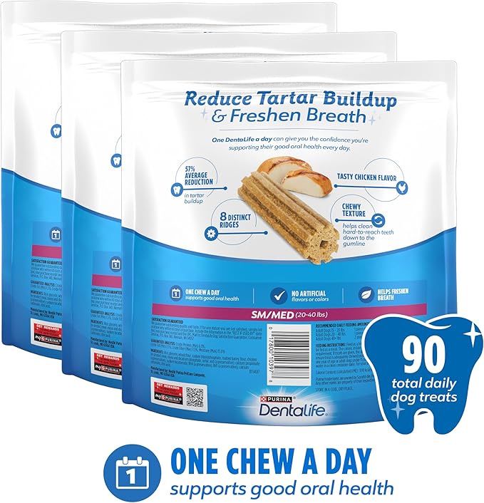 Purina DentaLife Daily Oral Care Dog Dental Chews for Small and Medium Breed Dogs - 90 ct.