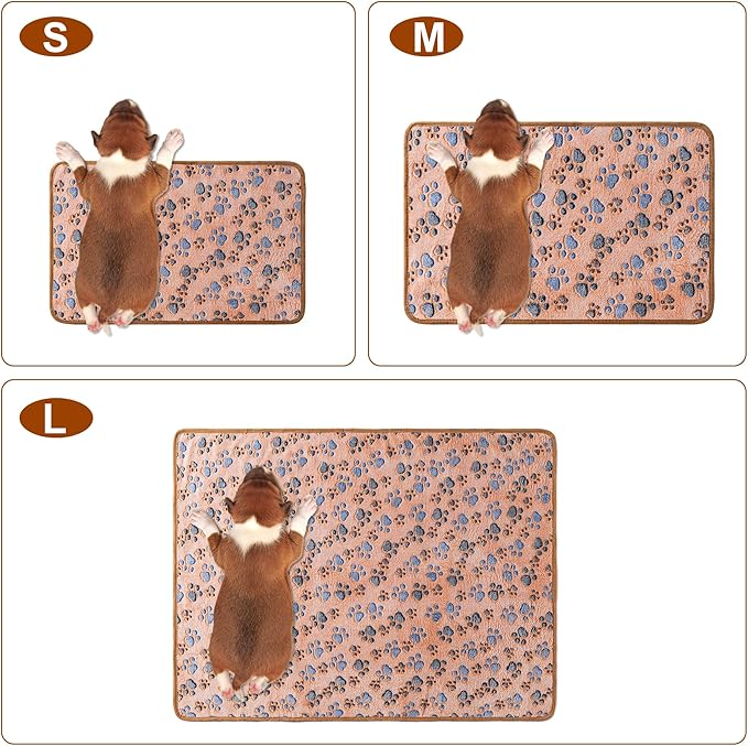 1 Pack 3 Blankets Super Soft Fluffy Premium Fleece Pet Blanket Flannel Paw Printed Throw for Dog Puppy Cat (Small 23x16'', Beige, Grey, Navy)